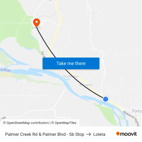 Palmer Creek Rd & Palmer Blvd - Sb Stop to Loleta map