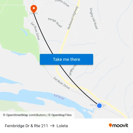 Fernbridge Dr & Rte 211 - Sb Stop to Loleta map