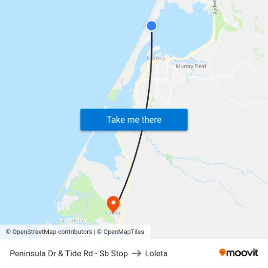 Peninsula Dr & Tide Rd - Sb Stop to Loleta map