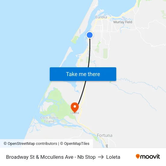 Broadway St & Mccullens Ave - Nb Stop to Loleta map