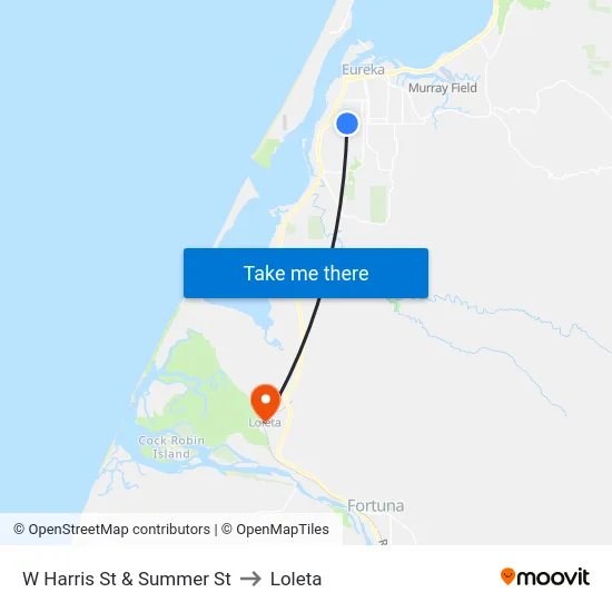W Harris St & Summer St to Loleta map