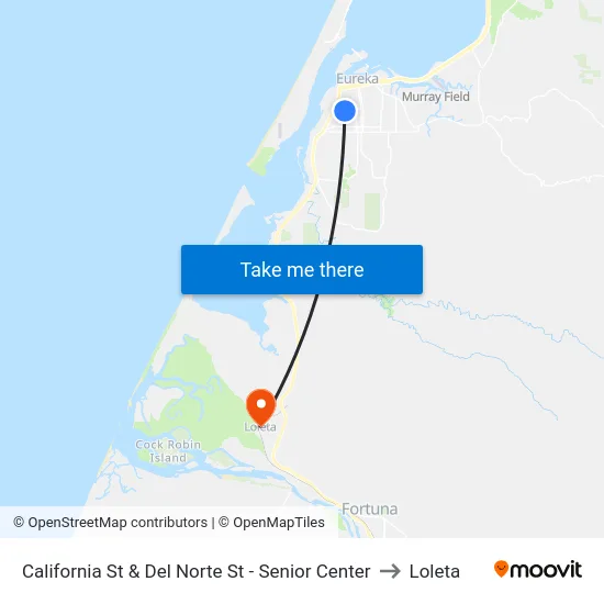 California St & Del Norte St - Senior Center to Loleta map