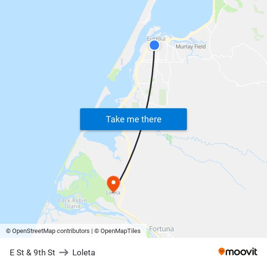 E St & 9th St to Loleta map