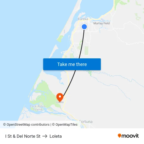 I St & Del Norte St to Loleta map