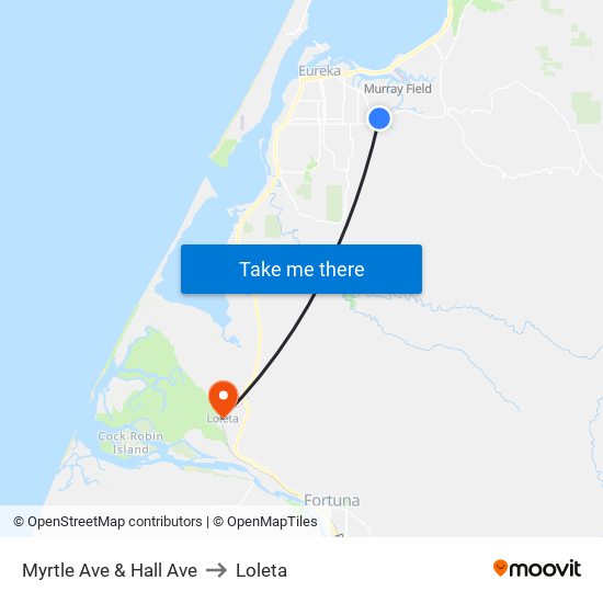 Myrtle Ave & Hall Ave to Loleta map