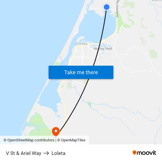 V St & Ariel Way to Loleta map