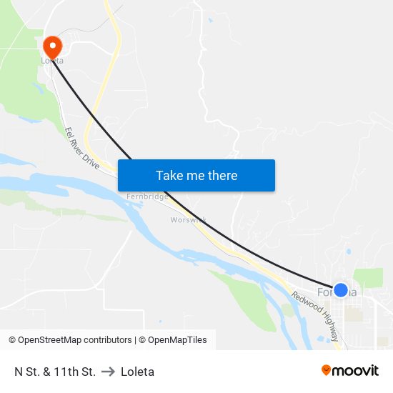 N St. & 11th St. to Loleta map