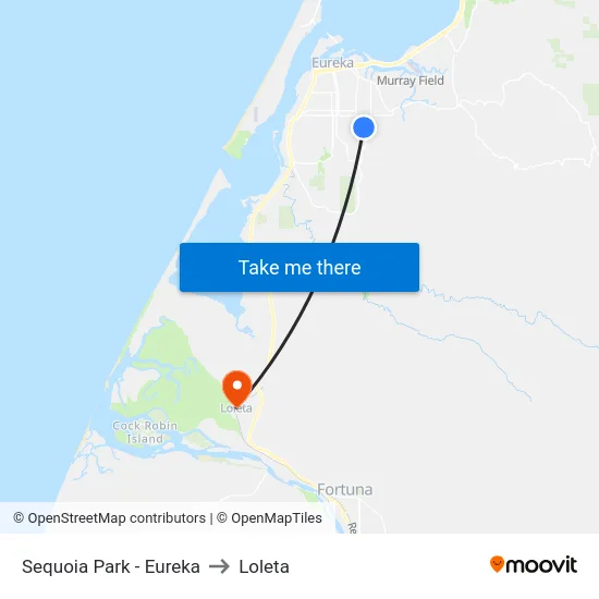 Sequoia Park - Eureka to Loleta map