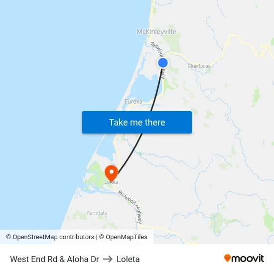 West End Rd & Aloha Dr to Loleta map