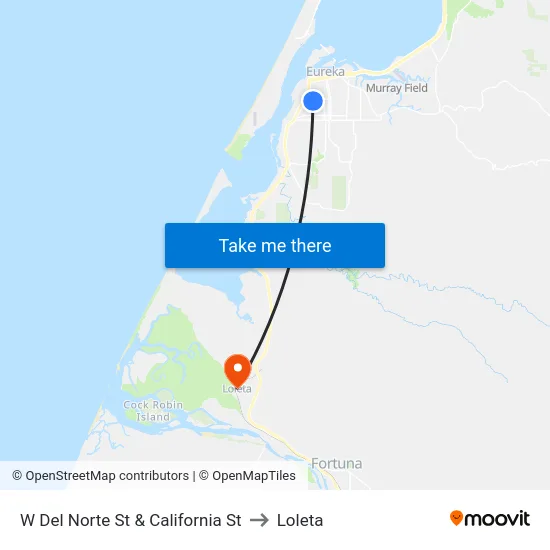 W Del Norte St & California St to Loleta map