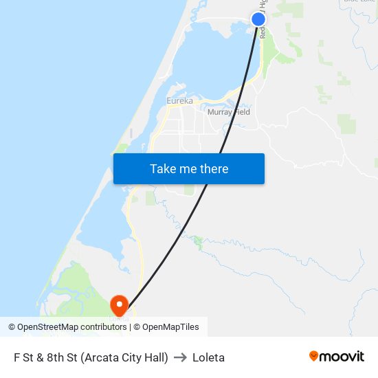 F St & 8th St (Arcata City Hall) to Loleta map