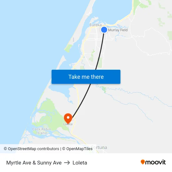 Myrtle Ave & Sunny Ave to Loleta map