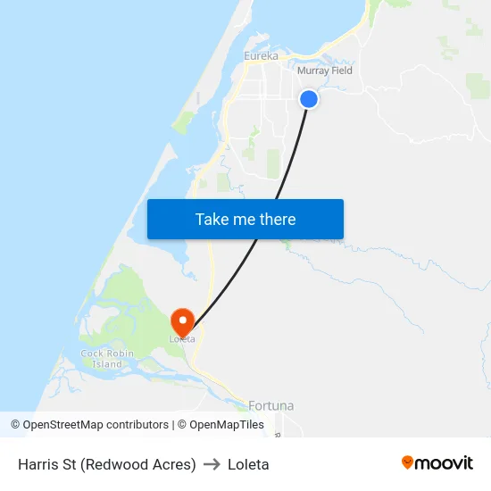 Harris St (Redwood Acres) to Loleta map