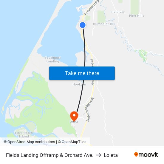 Fields Landing Offramp & Orchard Ave. to Loleta map