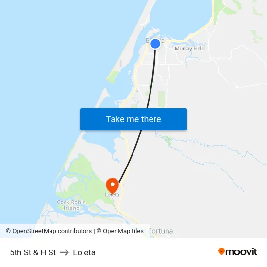 5th St & H St to Loleta map