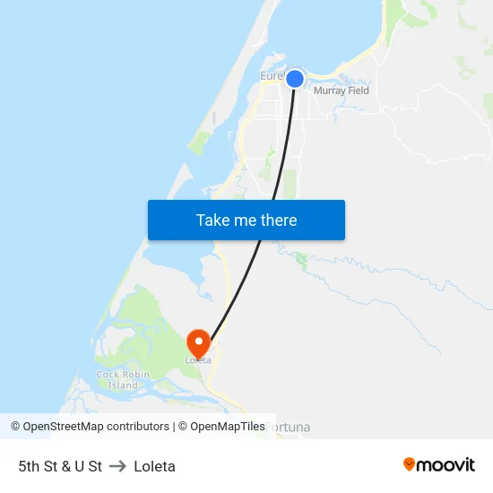 5th St & U St to Loleta map