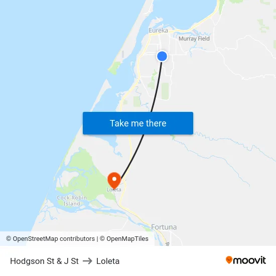 Hodgson St & J St to Loleta map