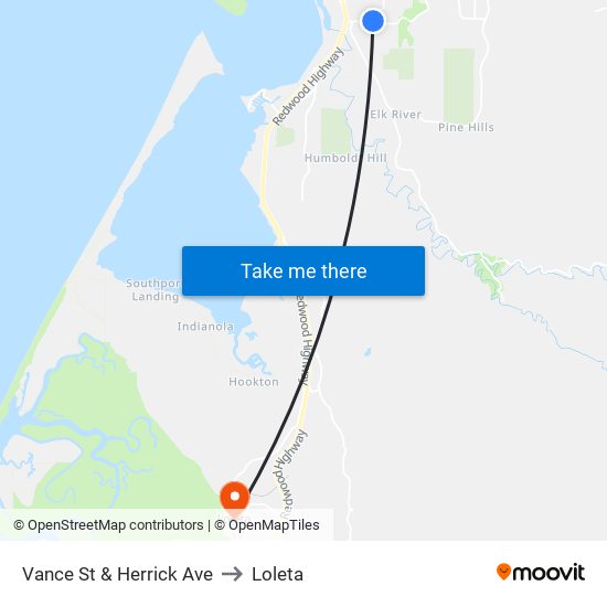 Vance St & Herrick Ave to Loleta map