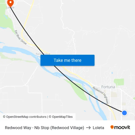 Redwood Way - Nb Stop (Redwood Village) to Loleta map