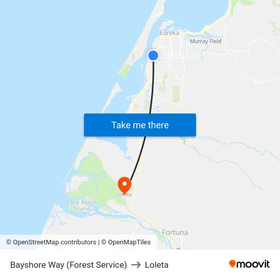 Bayshore Way (Forest Service) to Loleta map