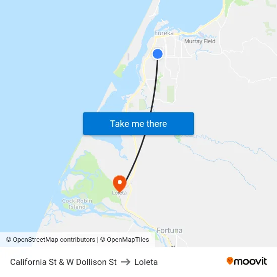 California St & W Dollison St to Loleta map
