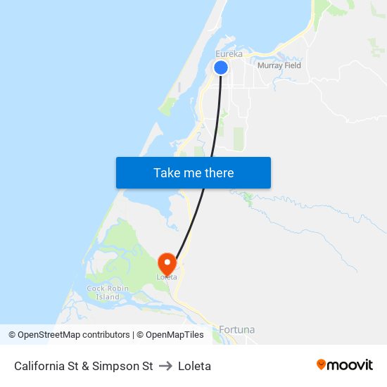 California St & Simpson St to Loleta map