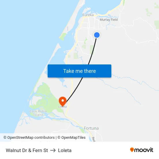 Walnut Dr & Fern St to Loleta map
