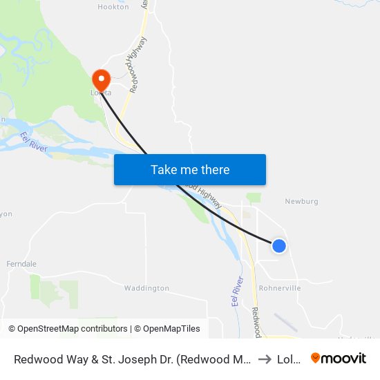 Redwood Way & St. Joseph Dr. (Redwood Memorial) to Loleta map