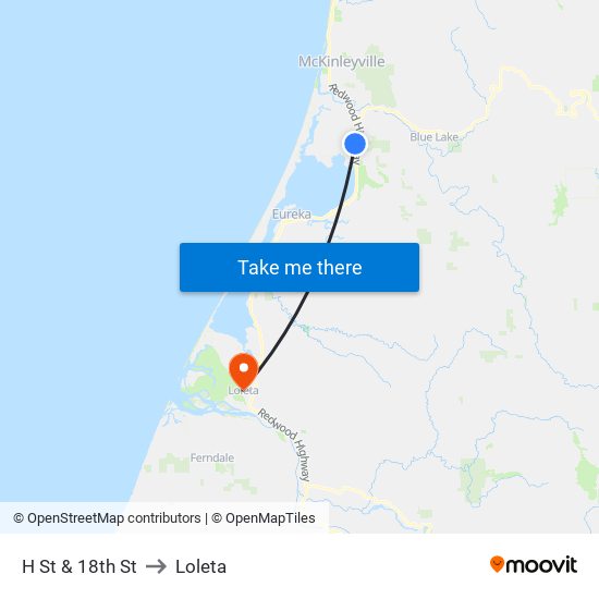 H St & 18th St to Loleta map