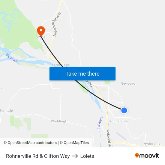 Rohnerville Rd & Clifton Way to Loleta map