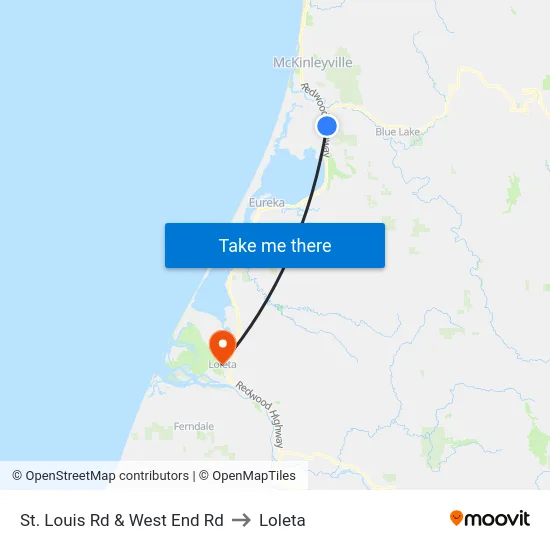 St Louis Rd & West End Rd to Loleta map