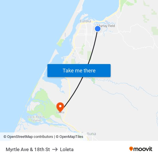 Myrtle Ave & 18th St to Loleta map