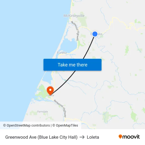 Greenwood Ave (Blue Lake City Hall) to Loleta map