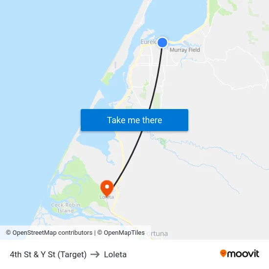 4th St & Y St (Target) to Loleta map