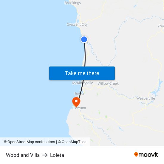 Woodland Villa to Loleta map