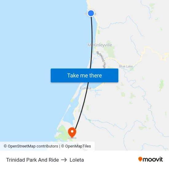 Trinidad Park And Ride to Loleta map