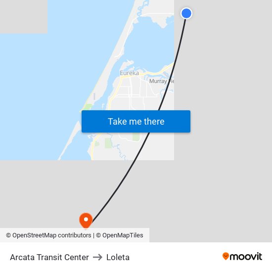 Arcata Transit Center to Loleta map