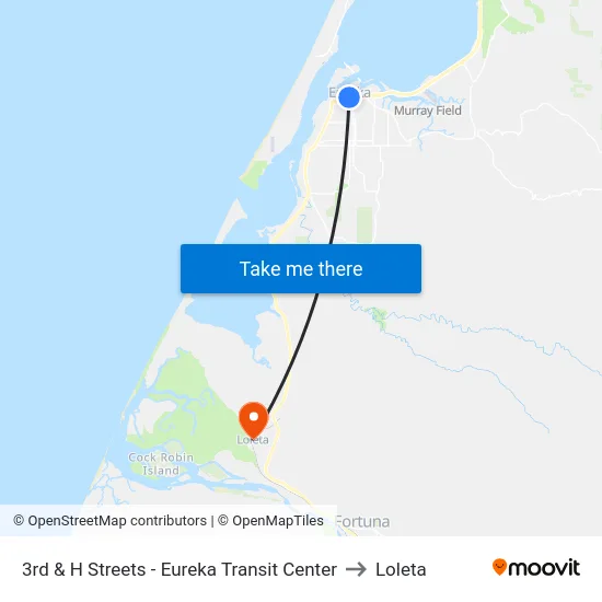 3rd & H Streets - Eureka Transit Center to Loleta map