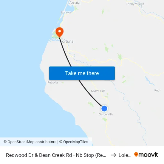Redwood Dr & Dean Creek Rd - Nb Stop (Resort) to Loleta map