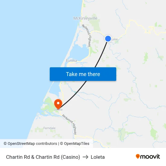 Chartin Rd & Chartin Rd (Casino) to Loleta map