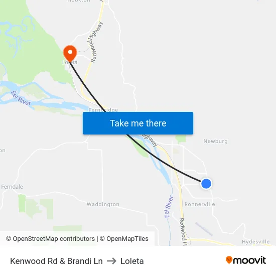Kenwood Rd & Brandi Ln to Loleta map