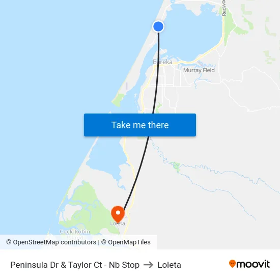 Peninsula Dr & Taylor Ct - Nb Stop to Loleta map