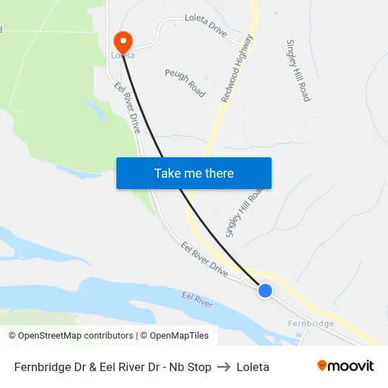 Fernbridge Dr & Eel River Dr - Nb Stop to Loleta map