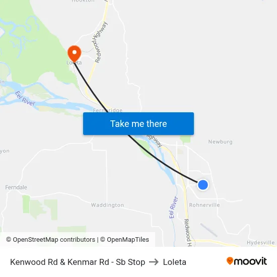 Kenwood Rd & Kenmar Rd - Sb Stop to Loleta map