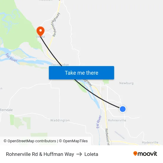 Rohnerville Rd & Huffman Way to Loleta map