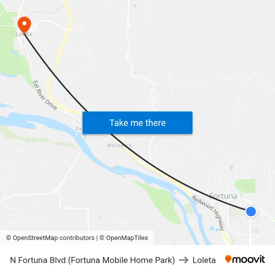 N Fortuna Blvd (Fortuna Mobile Home Park) to Loleta map