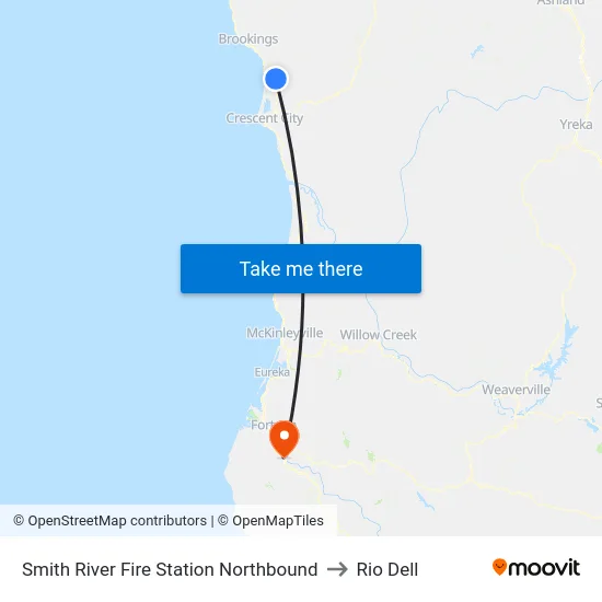 Smith River Fire Station Northbound to Rio Dell map