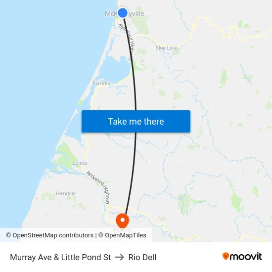 Murray Ave & Little Pond St to Rio Dell map