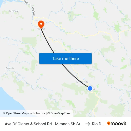 Ave Of Giants & School Rd - Miranda Sb Stop to Rio Dell map