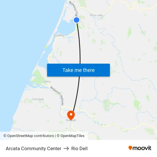 Arcata Community Center to Rio Dell map